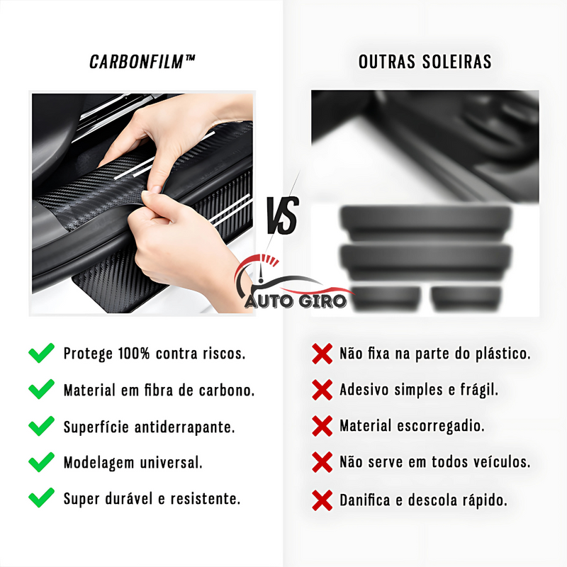 CarbonFilm -  Protetor de Soleira Anti-risco Premium - 4 Pçs