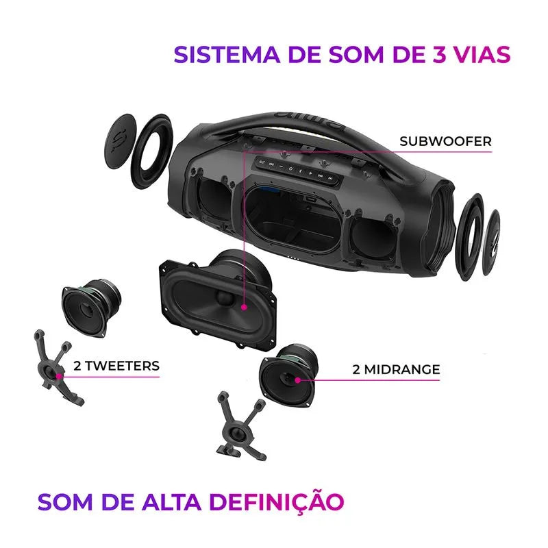 CAIXA AIWA BOMBOOX 3 PLUS - 200 RMS À PROVA D'ÁGUA