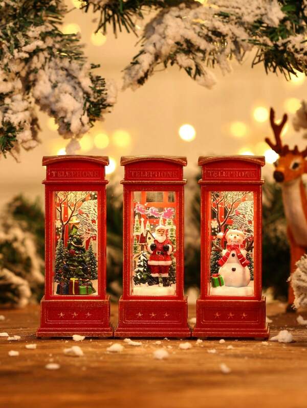 Cabine telefônica miniatura de Natal com Luz