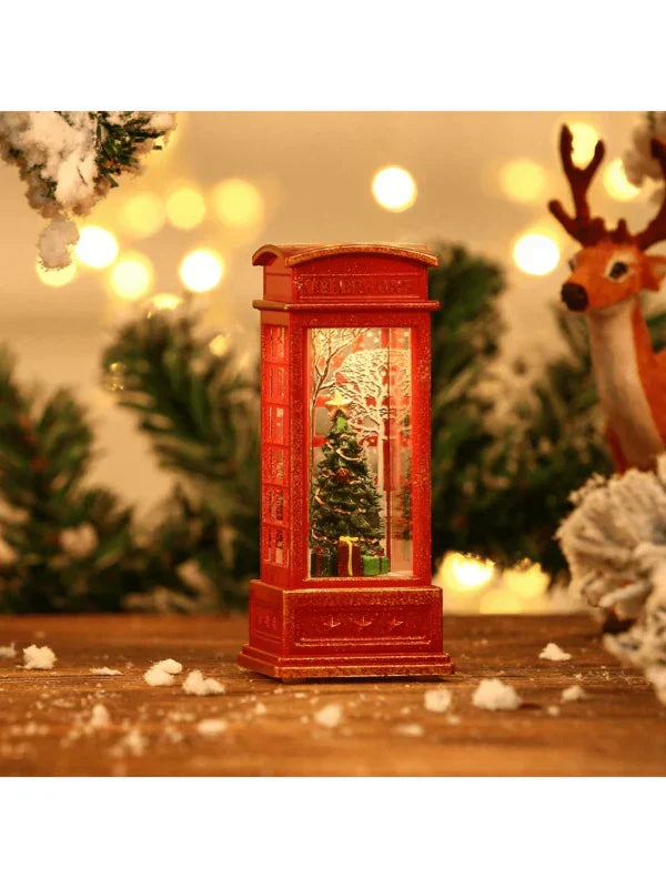 Cabine telefônica miniatura de Natal com Luz