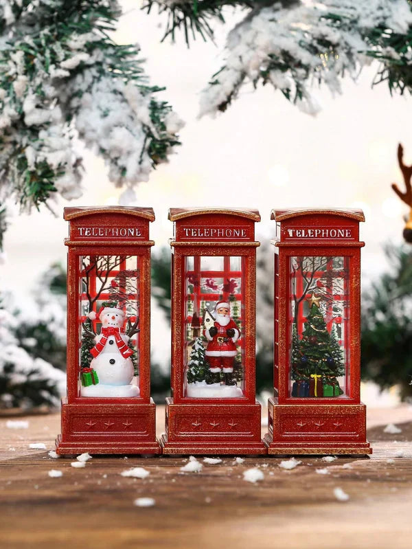 Cabine telefônica miniatura de Natal com Luz