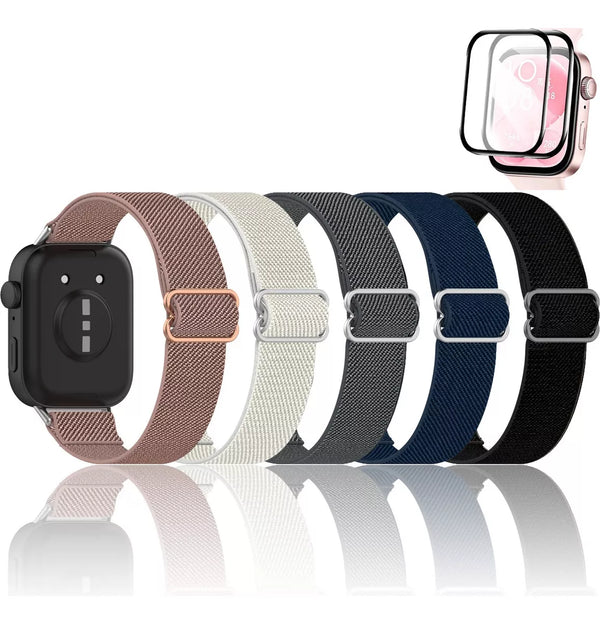 5 Pulseira Nylon Elástico + Película Para Huawei Watch Fit 3