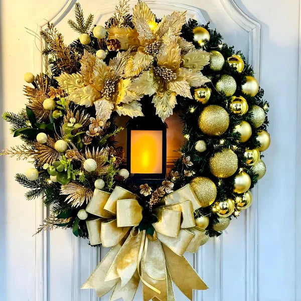 Guirlanda de Natal Dourada com Vela de Led