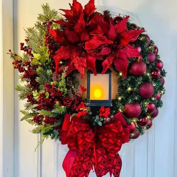 Guirlanda de Natal Vermelha com Vela de Led