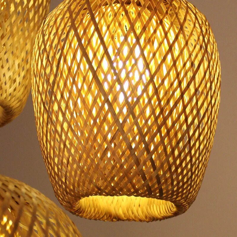 Kit de Luminárias Pendentes Decorativos Artesanais de Bambu - Sak