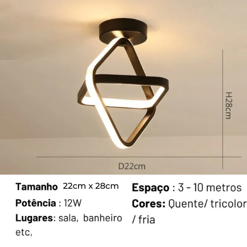 Luminária de Teto Minimalista Led Plafon Hold Premium - Triangular