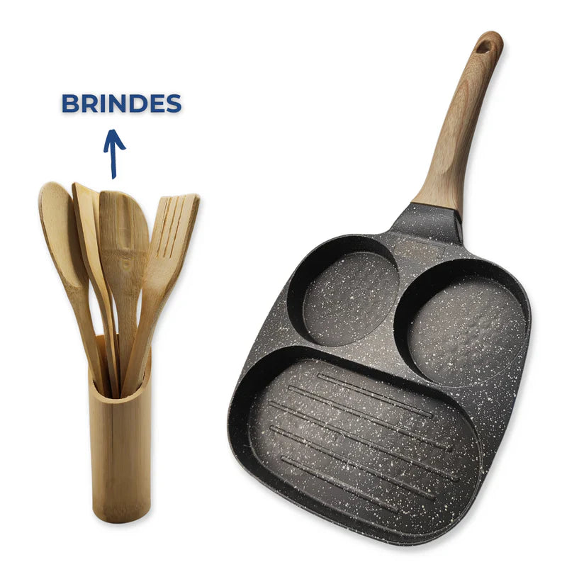 Frigideira Antiaderente 3 em 1 Frigideira de Ovo + Kit Com Jogo De 4 Panelas Em Cerâmica