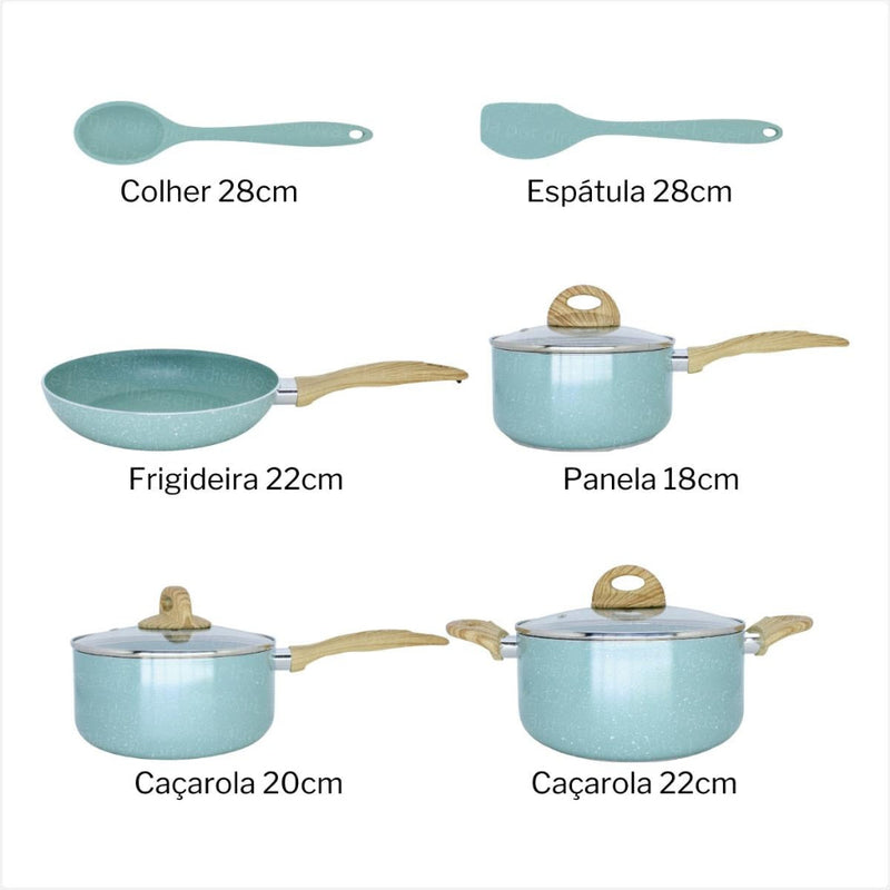 Frigideira Antiaderente 3 em 1 Frigideira de Ovo + Kit Com Jogo De 4 Panelas Em Cerâmica