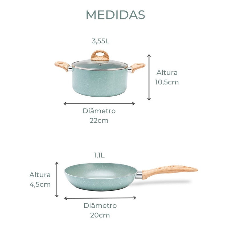 Frigideira Antiaderente 3 em 1 Frigideira de Ovo + Kit Com Jogo De 4 Panelas Em Cerâmica